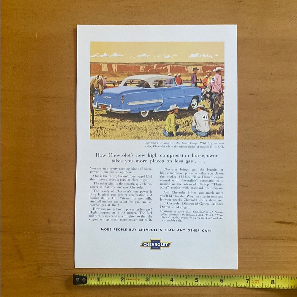 Vintage Art Print with Blue Car